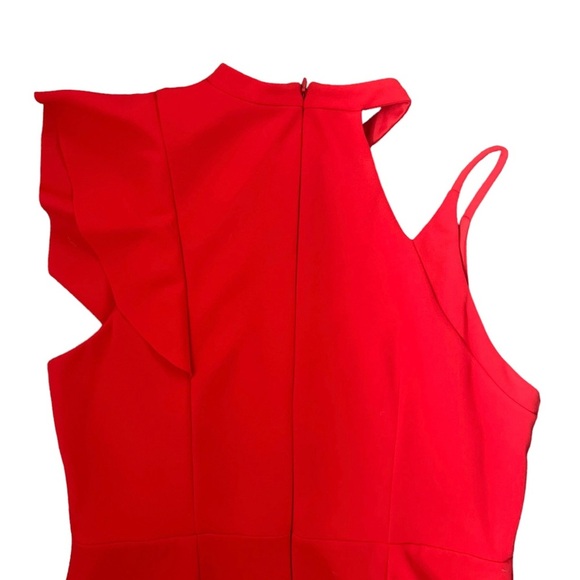 Topshop Red Orange Ruffle Cocktail Midi Sleeveless Dress 12 - Picture 12 of 15